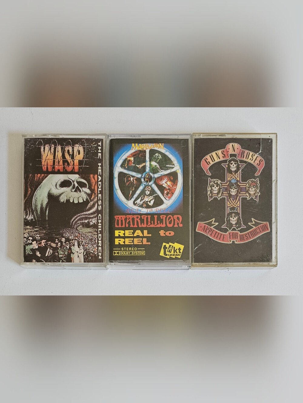 3 Vintage 1980's Metal Cassettes Marillion (Takt Music Variant) G'n'R, W.A.S.P.